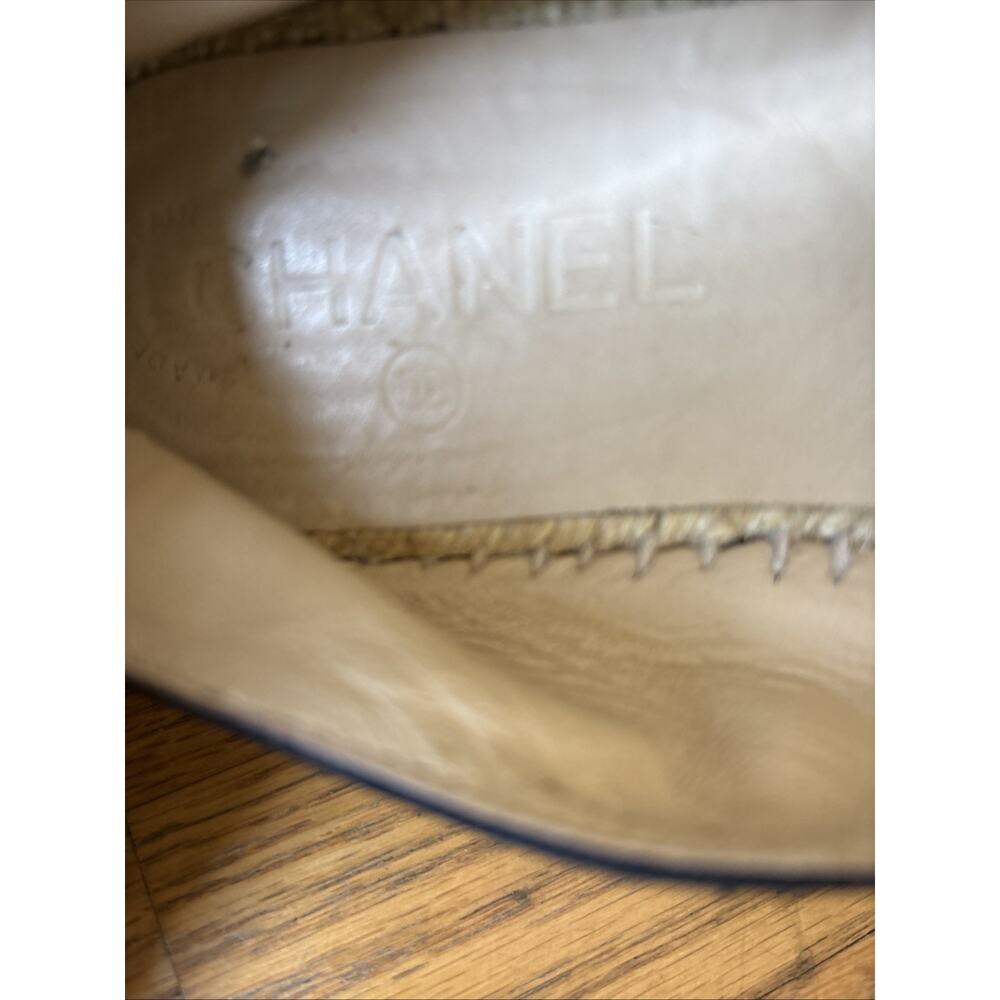 Chanel CC Logo Black Denim leather cap Espadrille Flats EU 38 US 7.5 - Picture 13 of 16